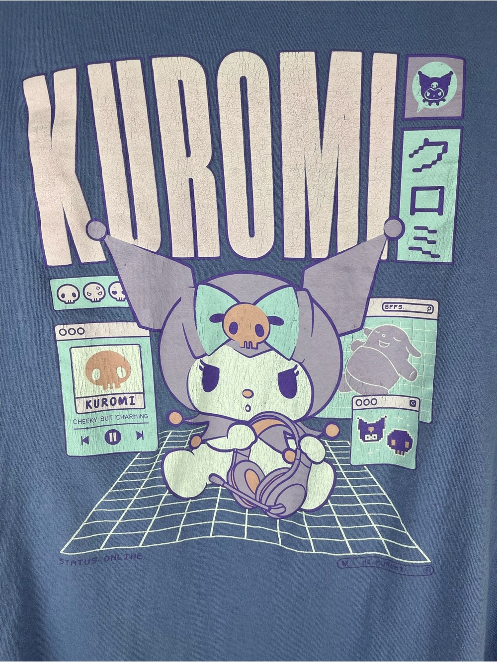 Kuromi Graphic Tee - Navy with Pink & Lavender Print - Picture 2 of 4